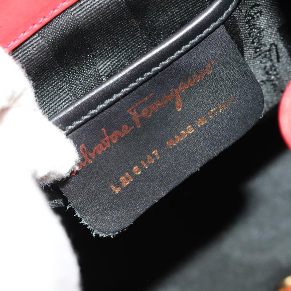 Salvatore Ferragamo Gancini Backpack Suede Red Gold Auth 138631