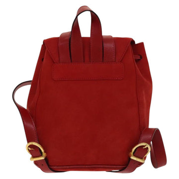 Salvatore Ferragamo Gancini Backpack Suede Red Gold Auth 138631 - 0