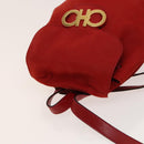 Salvatore Ferragamo Gancini Backpack Suede Red Gold Auth 138631-6