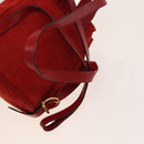 Salvatore Ferragamo Gancini Backpack Suede Red Gold Auth 138631-8