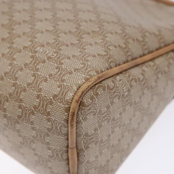 CELINE Macadam Canvas Shoulder Bag PVC Beige Gold Auth 138632