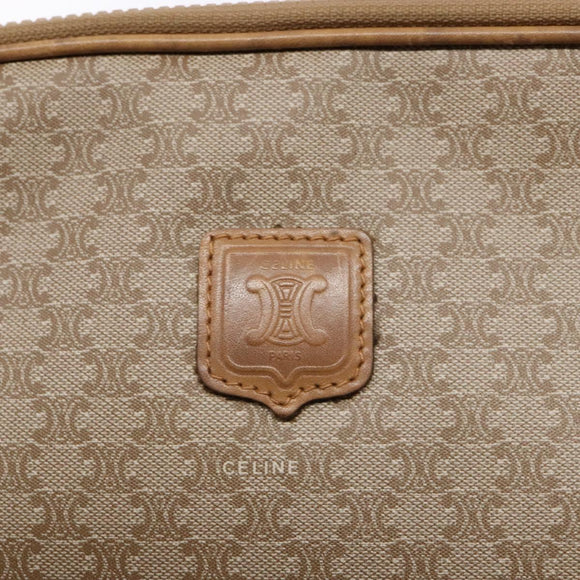 CELINE Macadam Canvas Shoulder Bag PVC Beige Gold Auth 138632