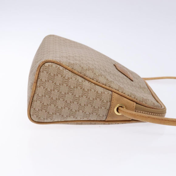 CELINE Macadam Canvas Shoulder Bag PVC Beige Gold Auth 138632