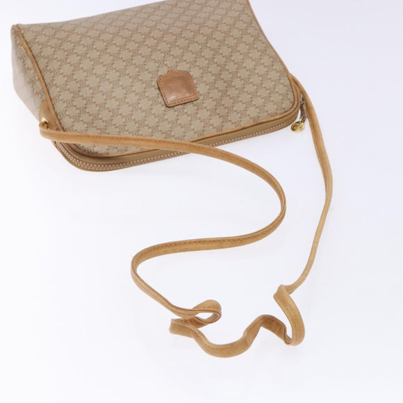 CELINE Macadam Canvas Shoulder Bag PVC Beige Gold Auth 138632