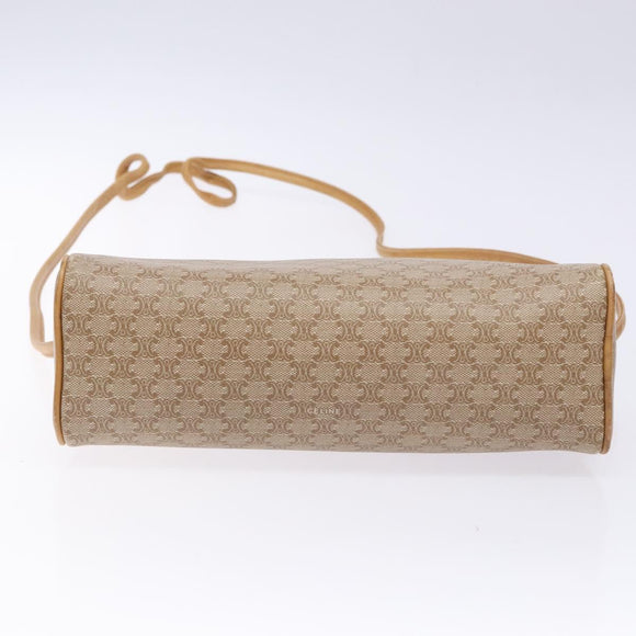 CELINE Macadam Canvas Shoulder Bag PVC Beige Gold Auth 138632