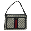 GUCCI GG Supreme Sherry Line Shoulder Bag PVC Navy Gold 904 02 013 Auth 138634-1