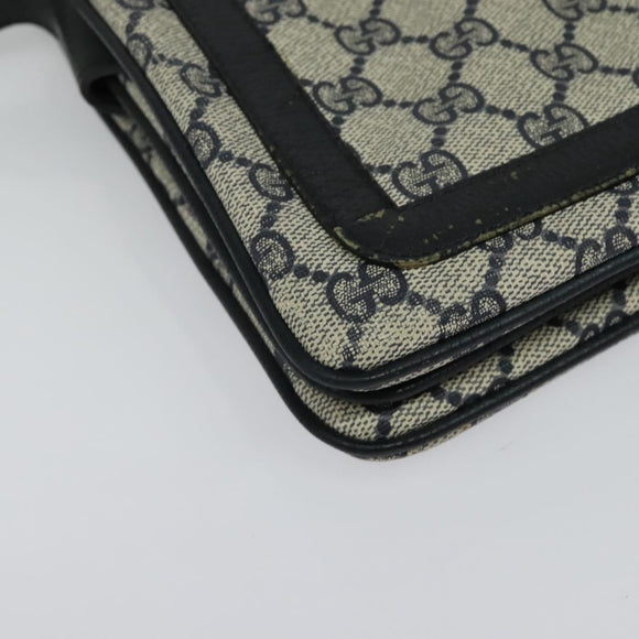 GUCCI GG Supreme Sherry Line Shoulder Bag PVC Navy Gold 904 02 013 Auth 138634