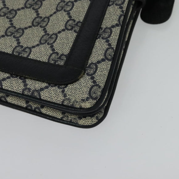 GUCCI GG Supreme Sherry Line Shoulder Bag PVC Navy Gold 904 02 013 Auth 138634