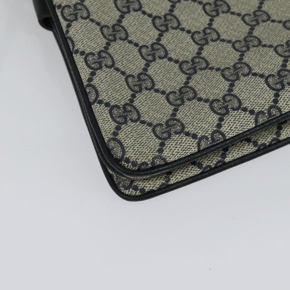 GUCCI GG Supreme Sherry Line Shoulder Bag PVC Navy Gold 904 02 013 Auth 138634