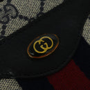 GUCCI GG Supreme Sherry Line Shoulder Bag PVC Navy Gold 904 02 013 Auth 138634-17