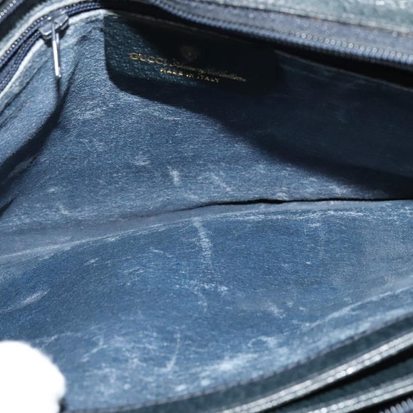 GUCCI GG Supreme Sherry Line Shoulder Bag PVC Navy Gold 904 02 013 Auth 138634