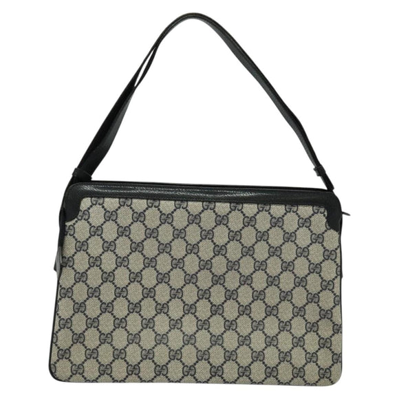 GUCCI GG Supreme Sherry Line Shoulder Bag PVC Navy Gold 904 02 013 Auth 138634