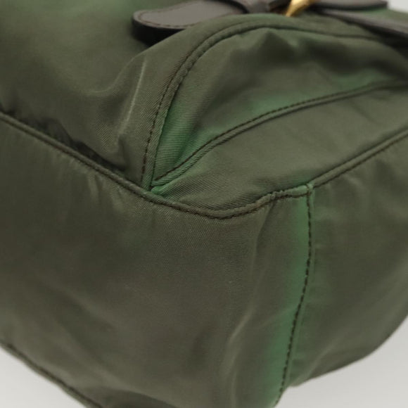 PRADA Shoulder Bag Nylon Khaki Gold Auth 138636