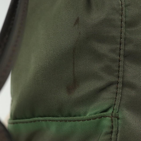 PRADA Shoulder Bag Nylon Khaki Gold Auth 138636