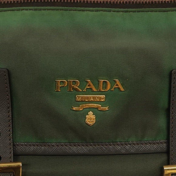 PRADA Shoulder Bag Nylon Khaki Gold Auth 138636