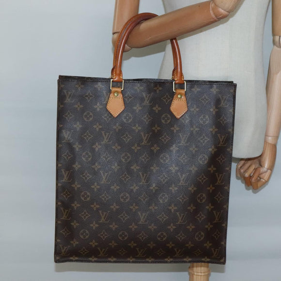LOUIS VUITTON Monogram Sac Plat Hand Bag M51140 LV Auth 138698