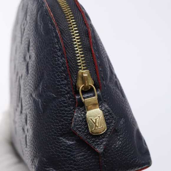 LOUIS VUITTON Monogram Empreinte Pochette Cosmetic PM Navy M69413 LV Auth 138768