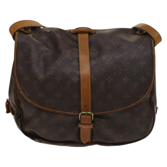 LOUIS VUITTON Monogram Saumur 35 Shoulder Bag M42254 LV Auth 138785