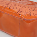 CHANEL Punching Tote Bag Enamel Orange Silver CC Auth 138790-9