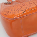 CHANEL Punching Tote Bag Enamel Orange Silver CC Auth 138790-14