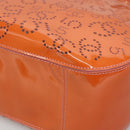 CHANEL Punching Tote Bag Enamel Orange Silver CC Auth 138790-15