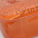 CHANEL Punching Tote Bag Enamel Orange Silver CC Auth 138790-16