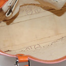 CHANEL Punching Tote Bag Enamel Orange Silver CC Auth 138790-11