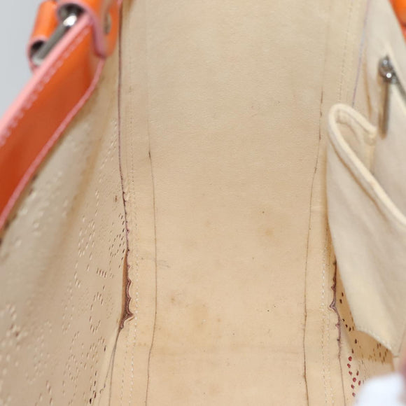 CHANEL Punching Tote Bag Enamel Orange Silver CC Auth 138790