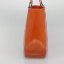 CHANEL Punching Tote Bag Enamel Orange Silver CC Auth 138790-4
