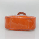 CHANEL Punching Tote Bag Enamel Orange Silver CC Auth 138790-5
