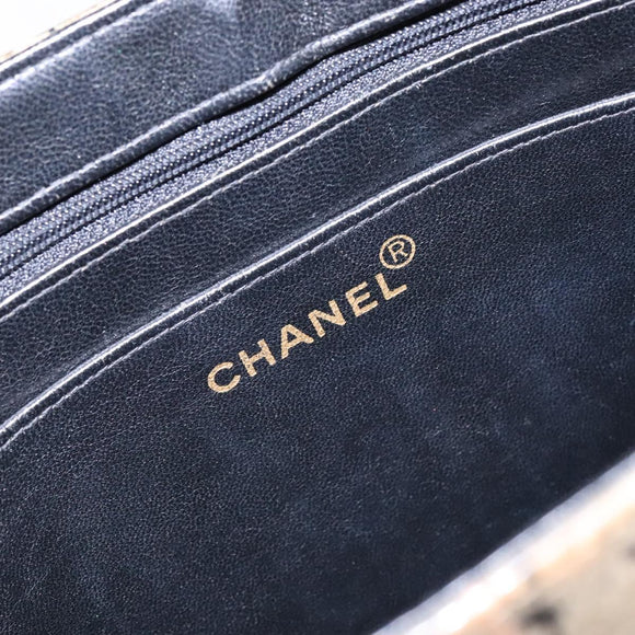 CHANEL Chain Hand Bag Enamel Beige Gold CC Auth 138791