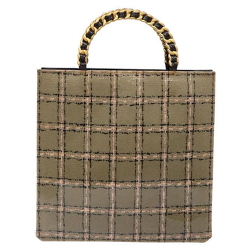 CHANEL Chain Hand Bag Enamel Beige Gold CC Auth 138791 - 0