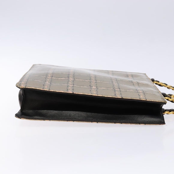 CHANEL Chain Hand Bag Enamel Beige Gold CC Auth 138791