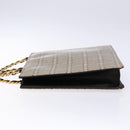 CHANEL Chain Hand Bag Enamel Beige Gold CC Auth 138791-5