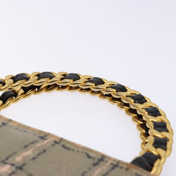 CHANEL Chain Hand Bag Enamel Beige Gold CC Auth 138791