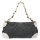 CHANEL Shoulder Bag Canvas Black Gold CC Auth 138794-2