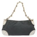 CHANEL Shoulder Bag Canvas Black Gold CC Auth 138794-3