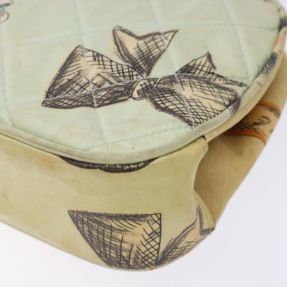 CHANEL Matelasse Hand Bag Canvas Green Silver CC Auth 138799