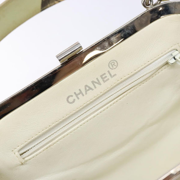 CHANEL Matelasse Hand Bag Canvas Green Silver CC Auth 138799