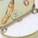 CHANEL Matelasse Hand Bag Canvas Green Silver CC Auth 138799-6