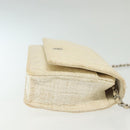 CHANEL Matelasse Chain Wallet Tweed White Silver CC Auth 138800-4