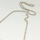 CHANEL Matelasse Chain Wallet Tweed White Silver CC Auth 138800-8