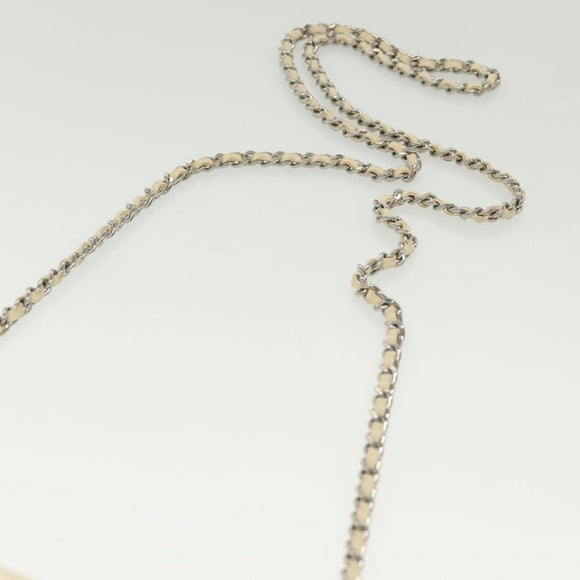 CHANEL Matelasse Chain Wallet Tweed White Silver CC Auth 138800