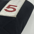 CHANEL Choco Bar Line Chain Tote Bag Canvas Navy Silver CC Auth 138802-15