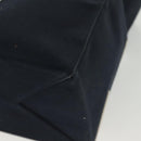 CHANEL Choco Bar Line Chain Tote Bag Canvas Navy Silver CC Auth 138802-17