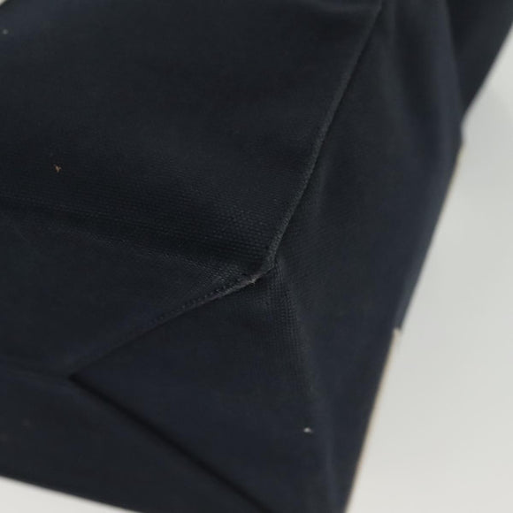 CHANEL Choco Bar Line Chain Tote Bag Canvas Navy Silver CC Auth 138802