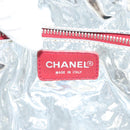 CHANEL Choco Bar Line Chain Tote Bag Canvas Navy Silver CC Auth 138802-18