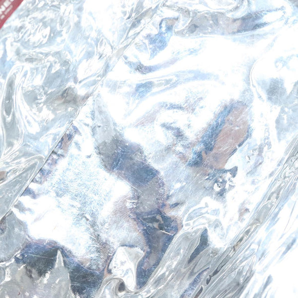 CHANEL Choco Bar Line Chain Tote Bag Canvas Navy Silver CC Auth 138802