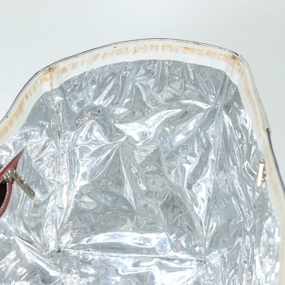 CHANEL Choco Bar Line Chain Tote Bag Canvas Navy Silver CC Auth 138802