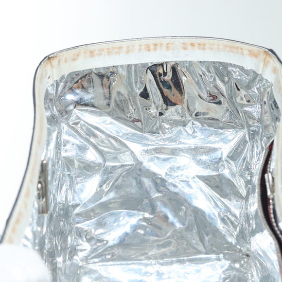 CHANEL Choco Bar Line Chain Tote Bag Canvas Navy Silver CC Auth 138802